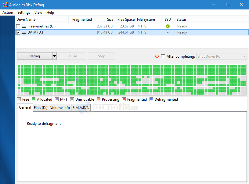 Screenshot for: Auslogics Disk Defrag 9.4.0.2