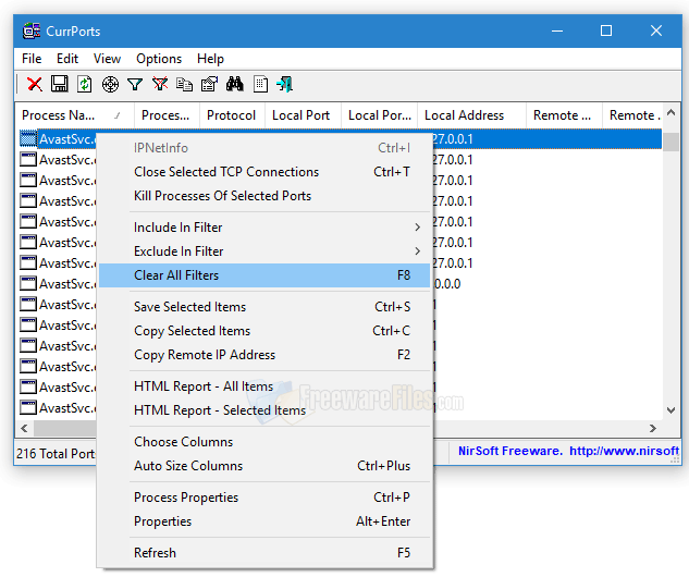 Screenshot for: CurrPorts 2.61