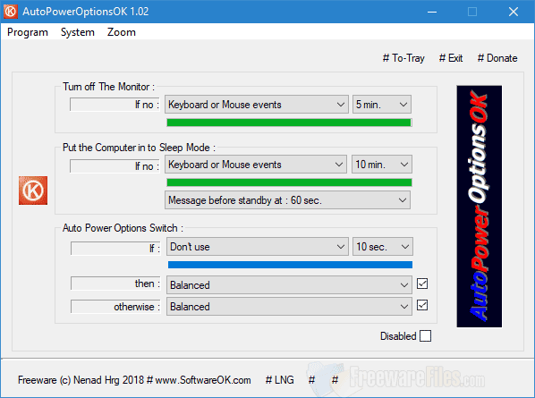 Screenshot for: AutoPowerOptionsOK 2.31