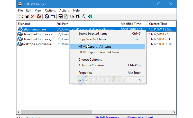 Screenshot for: BulkFileChanger 1.71
