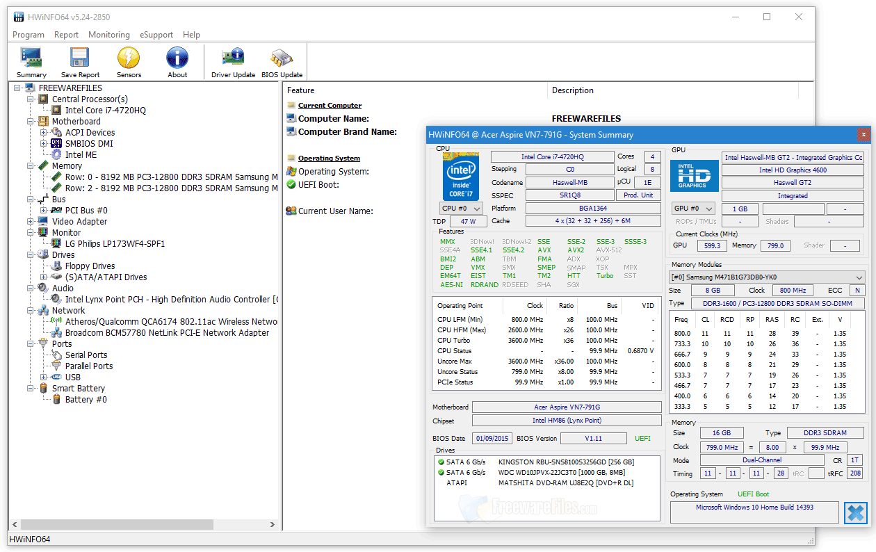Screenshot for: HWiNFO Portable v6.22.4060 / 6.23.4110 Beta