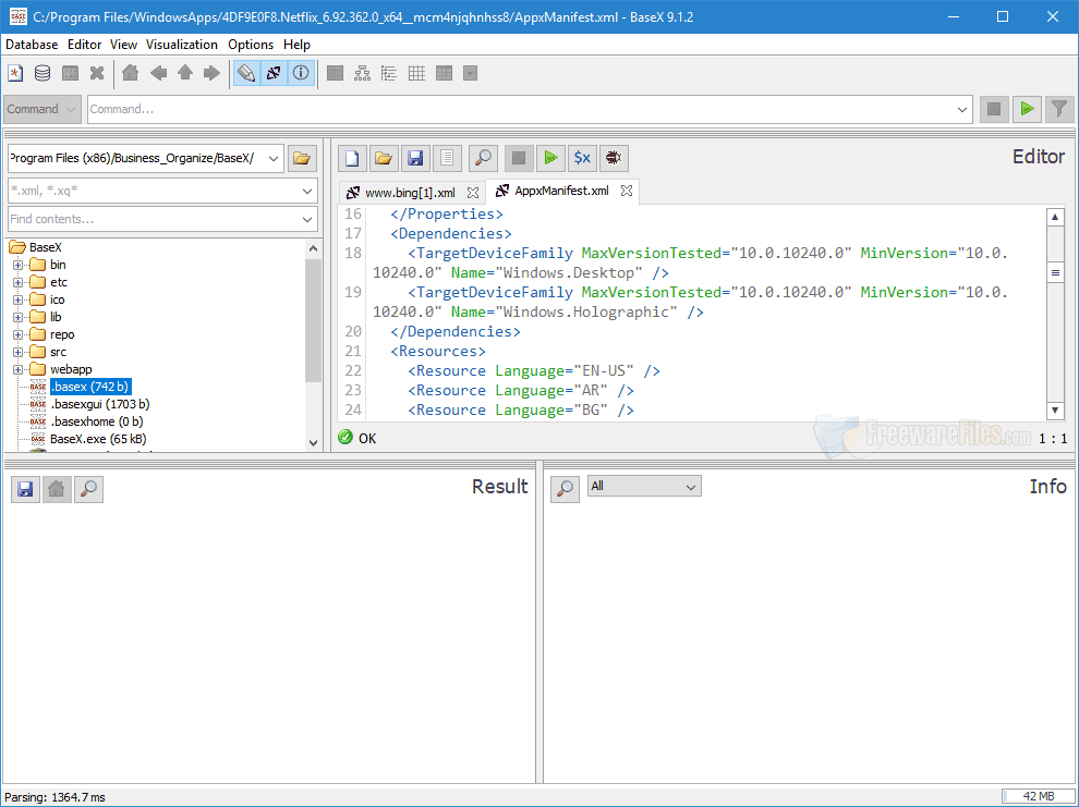 Screenshot for: BaseX 9.3.2