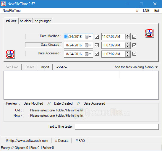 Screenshot for: NewFileTime 3.99
