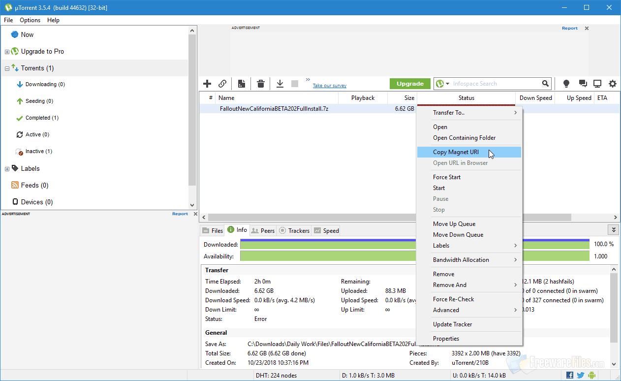 Screenshot for: uTorrent 3.5.5.45574 / 3.5.5.45604 Beta