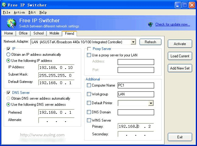 Screenshot for: Free IP Switcher 3.2